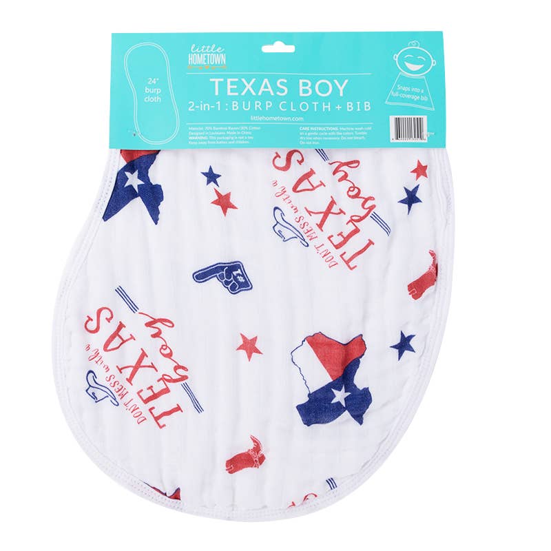 Texas Boy 2-in-1 Burp Cloth and Bib | Little Hometown