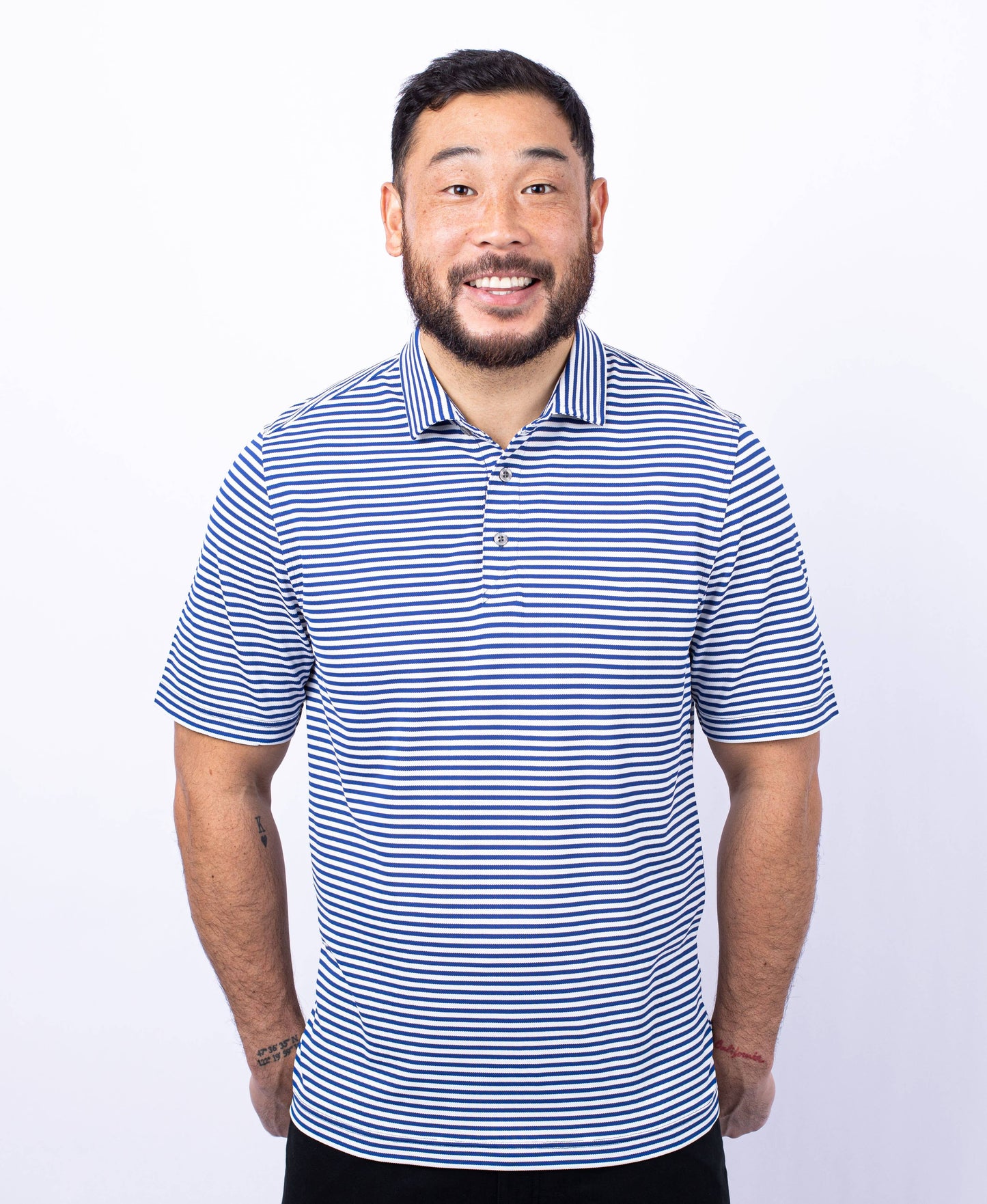 Cutter & Buck Virtue Eco Pique Stripe Recycled Mens Polo: College Purple / S / MCK01168