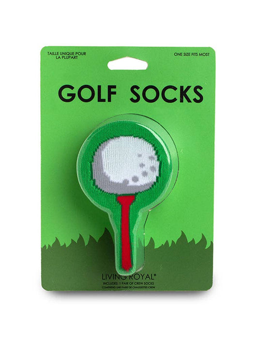 3D Packaged Crew Socks - Golf Ball on Tee - Green | Living Royal