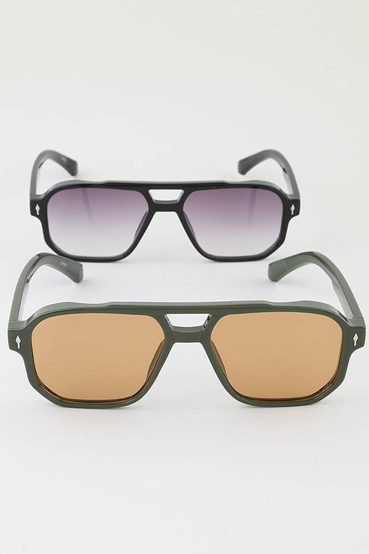 Retro Block Aviator Sunglasses: MULTICOLOR