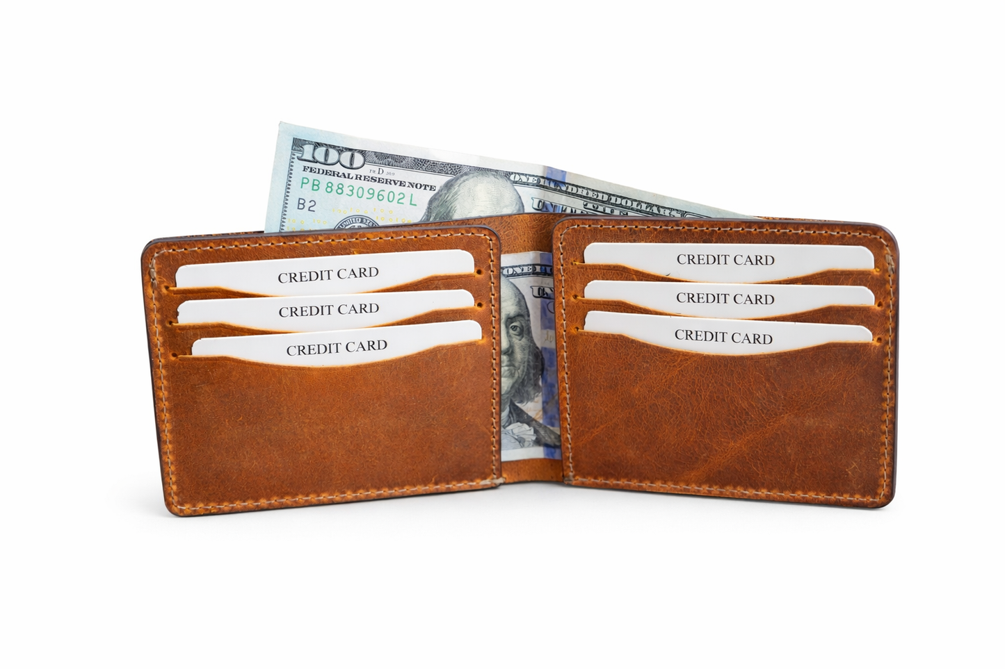 American Leather Goods - Men’s Full-Grain Crazy Leather Bifold Wallet Premium Leather