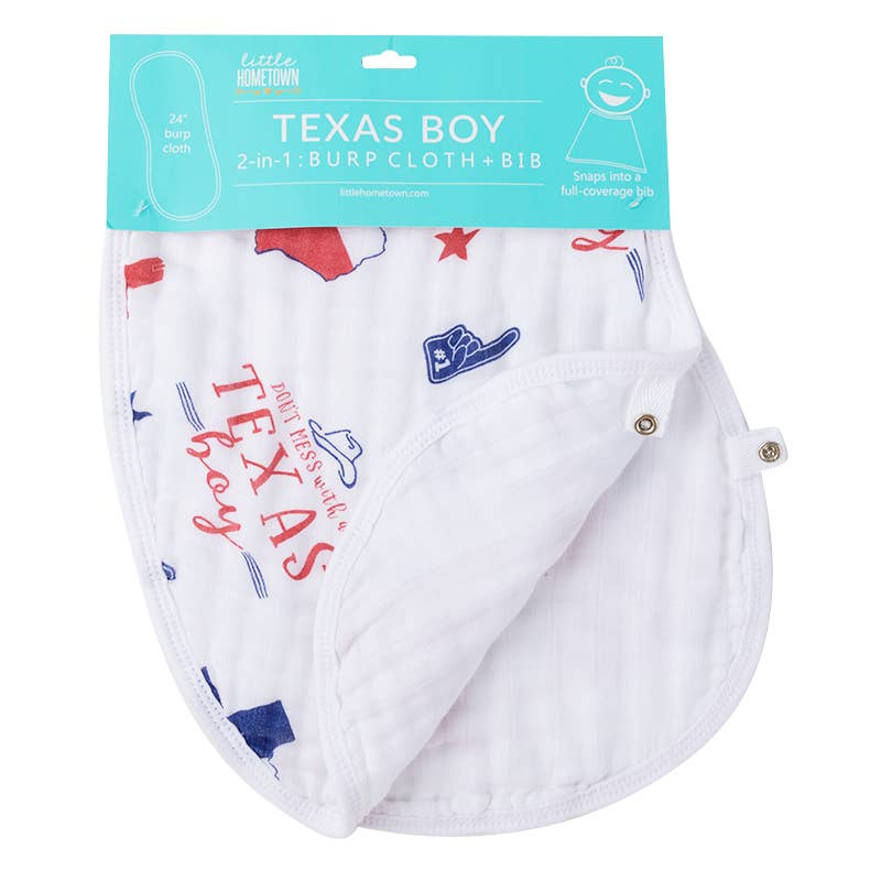 Texas Boy 2-in-1 Burp Cloth and Bib | Little Hometown