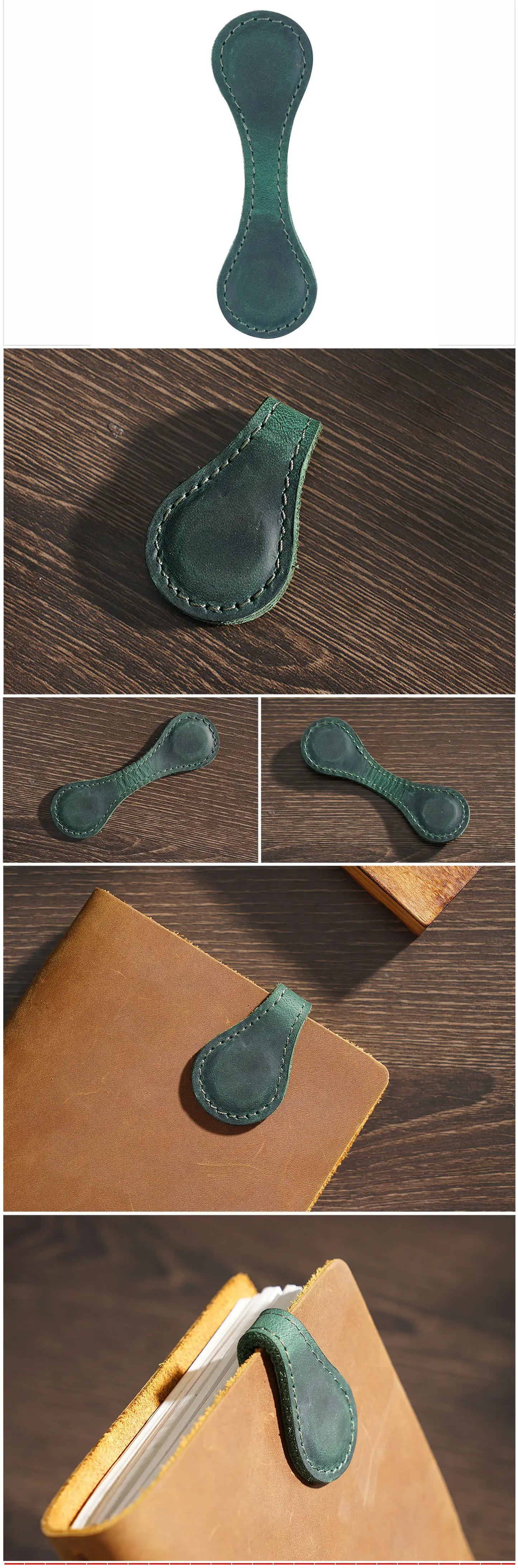 Leather Magnetic Bookmark, Handmade Leather Book mark: Blue