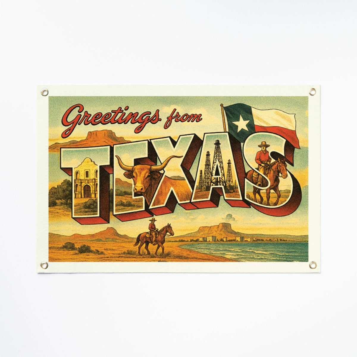Greetings From Texas State Postcard Pennant | Benoit's Design