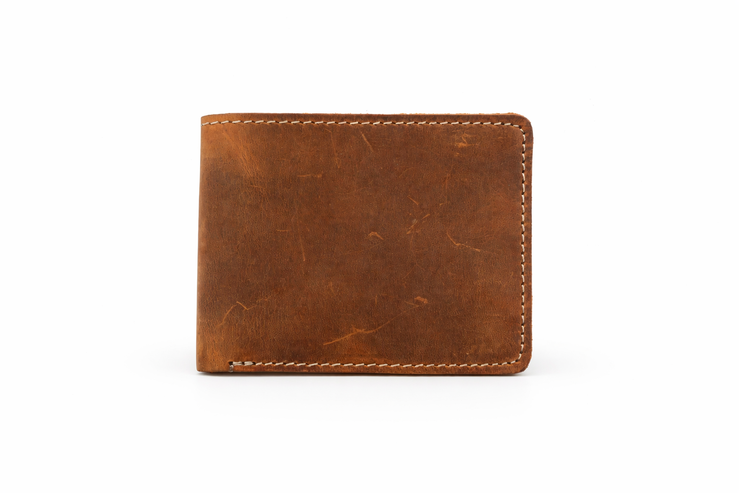 American Leather Goods - Men’s Full-Grain Crazy Leather Bifold Wallet with ID Window