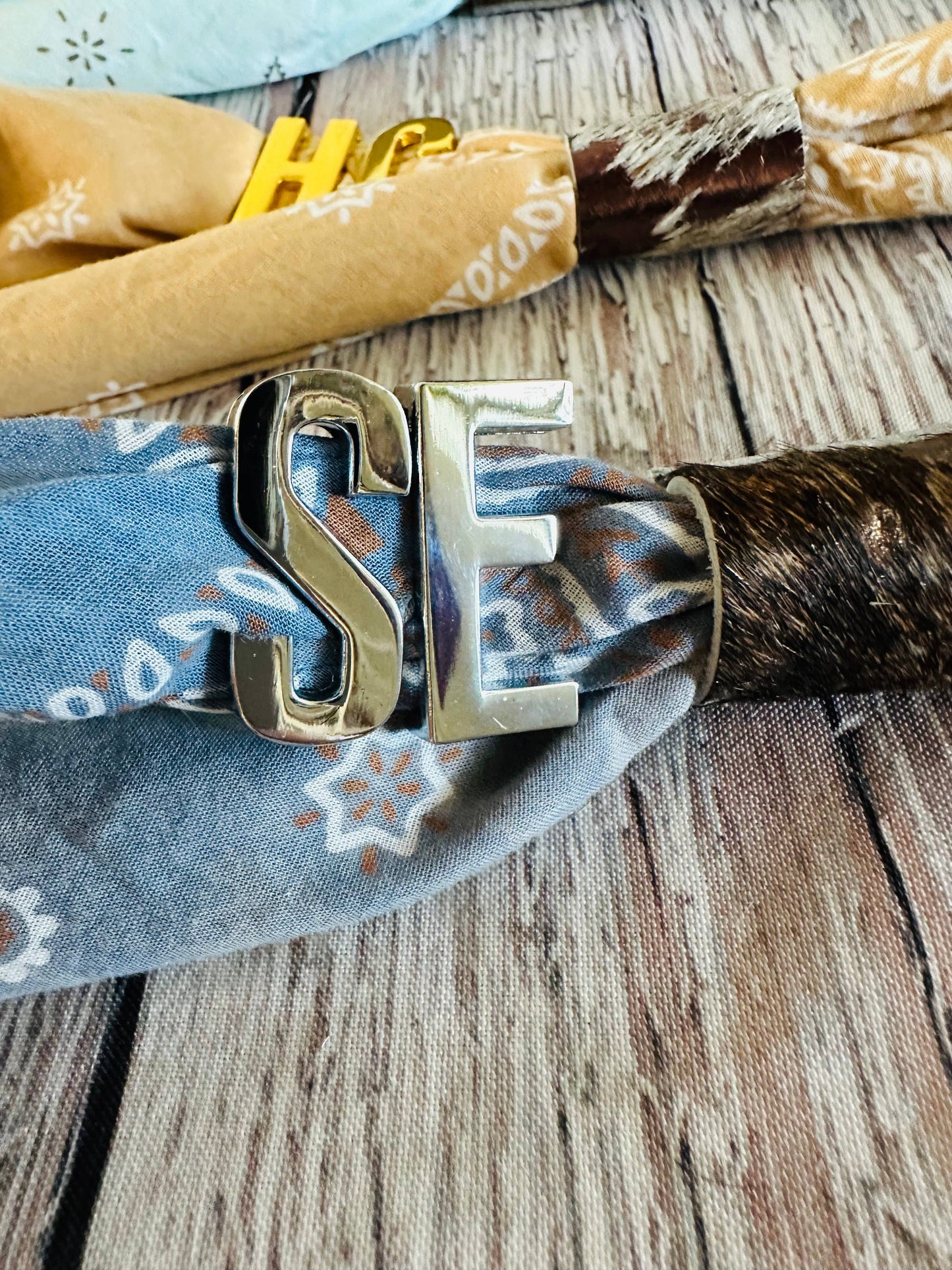 Gold Large Letter Bandana Slides