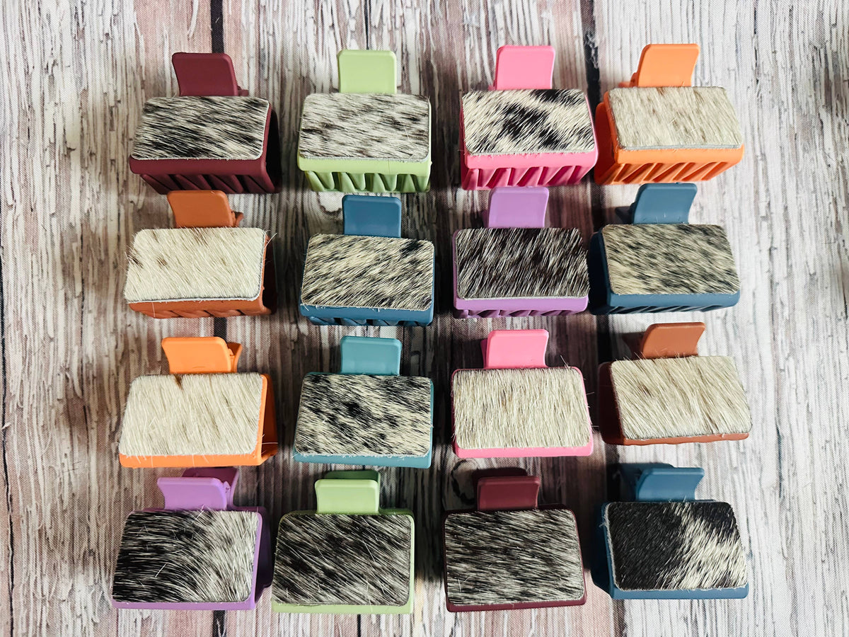 Colorful Cowhide Hair Clips 