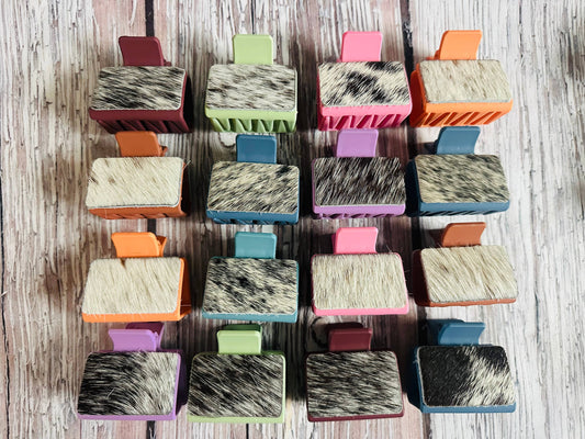 Colorful Cowhide Hair Clips 
