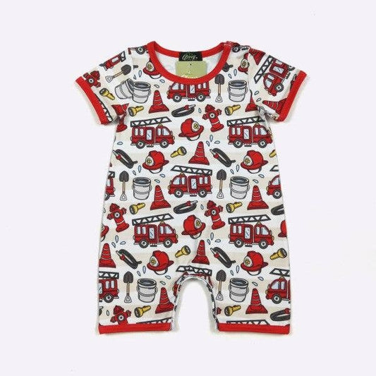 Fire Engine Boy Romper | Clover Cottage