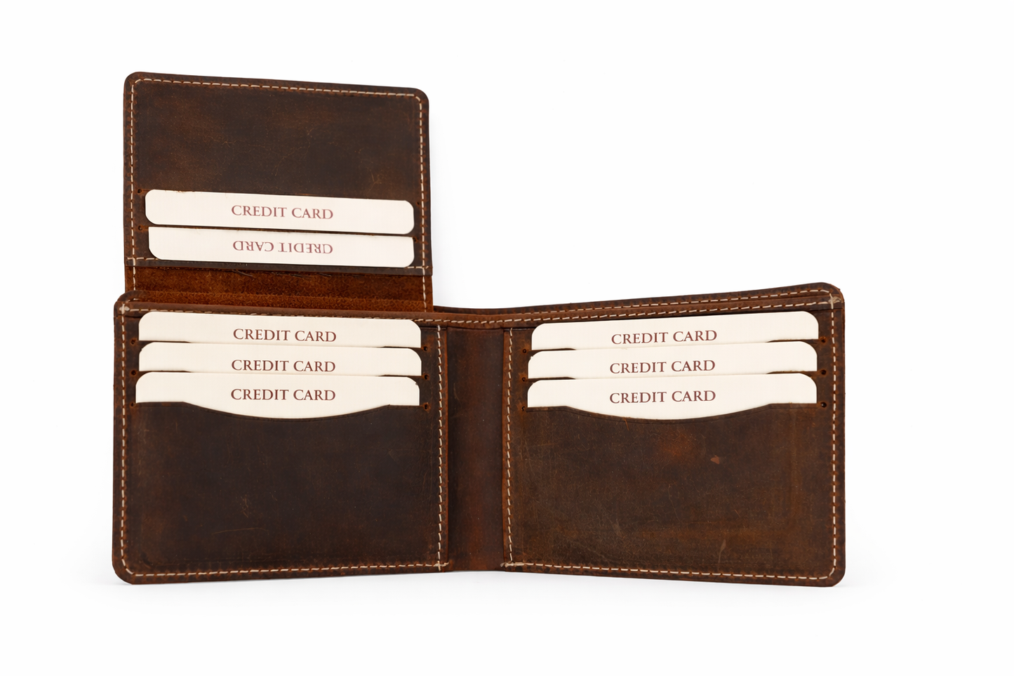 American Leather Goods - Men’s Full-Grain Crazy Leather Bifold Wallet with ID Window