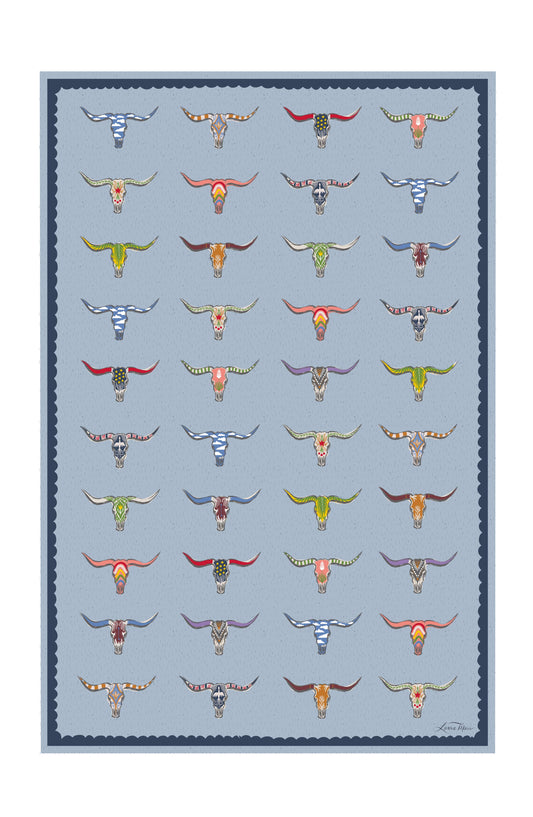 Double Sided Longhorn Tea Towel