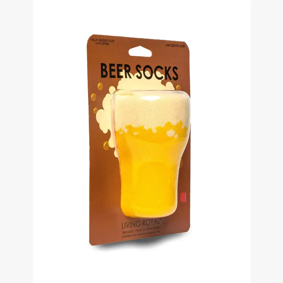 3D Packaged Crew Socks - Beer Glass - Yellow | Living Royal