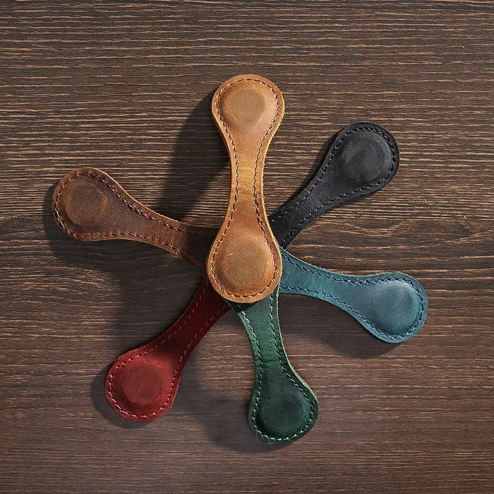 Leather Magnetic Bookmark, Handmade Leather Book mark: Blue