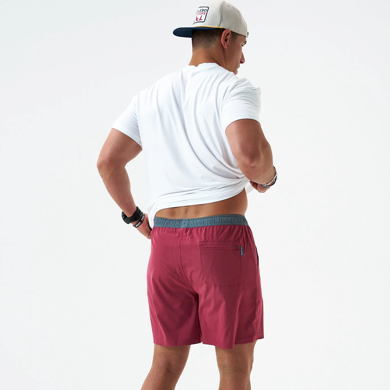 Athletic Shorts in Cardinal-Topo Dessert Camo Liner | Burlebo