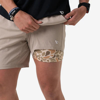 Athletic Shorts in Heather Khaki Venado Camo Liner | Burlebo