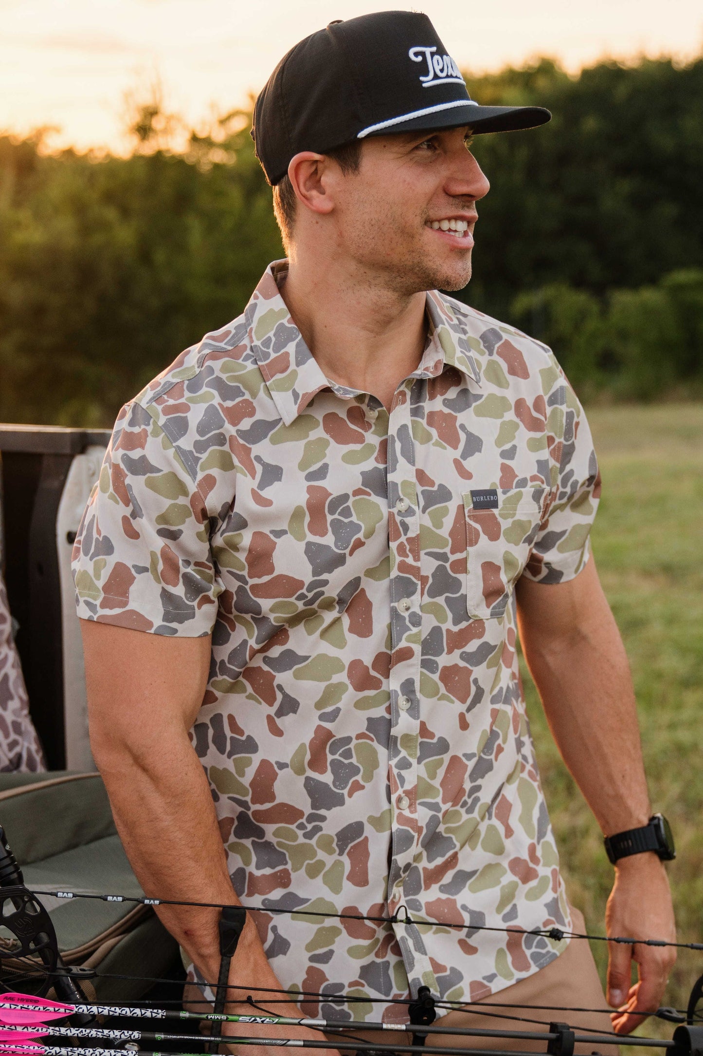 Driftwood Camo Cotton Twill  Button-up | Burlebo