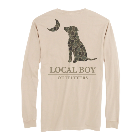 Youth Brush Camo Dog & Moon LS T-Shirt