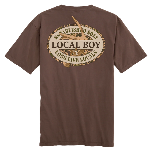 Youth Old School Antler Oval SS Tee in Espresso