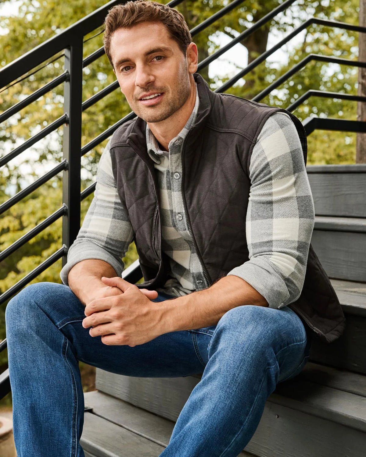 Chaplin Quilted Vest in Charcoal