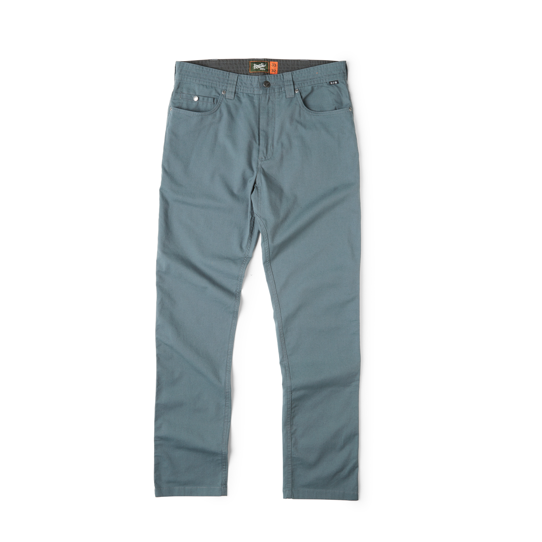 Cotton nylon blend straight leg pants in dark slate blue