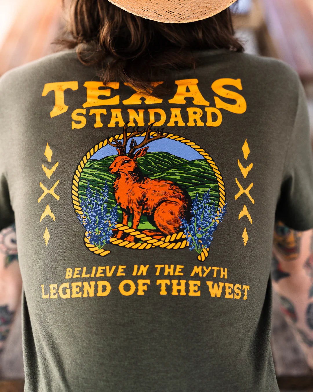 Heritage Printed Tee - Jackalope Green | Texas Standard