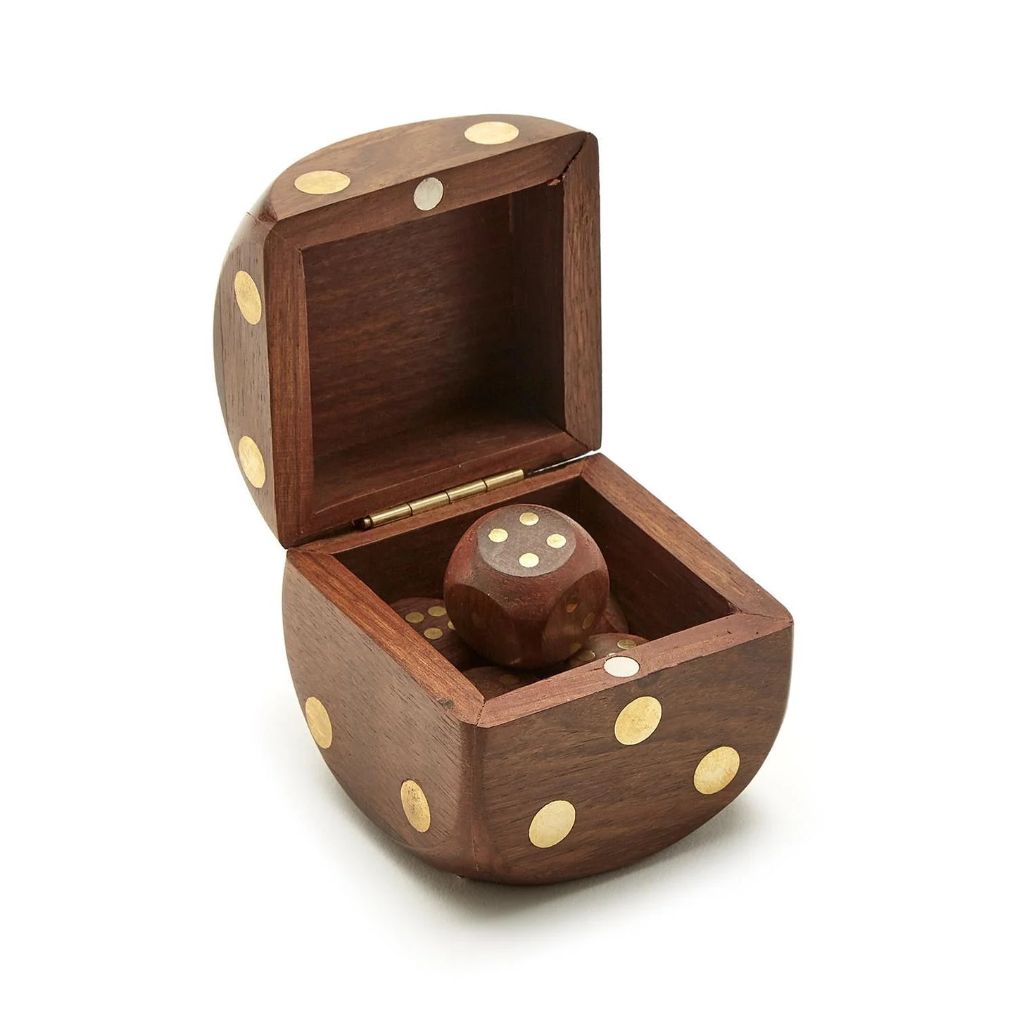 Wood Dice Box W/ 6 Dice