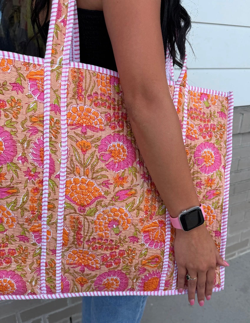 Large Quilted Tote Bag