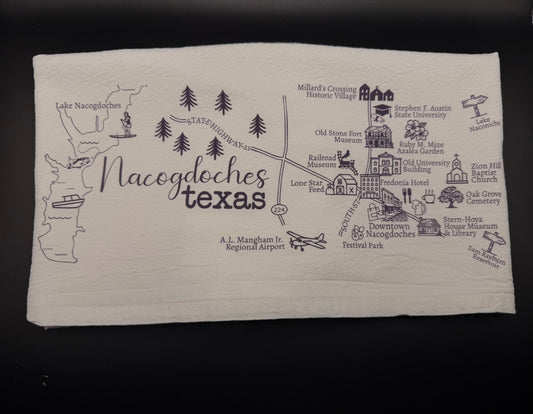 Nacogdoches Map Flour Tea-Towel | Town Pride
