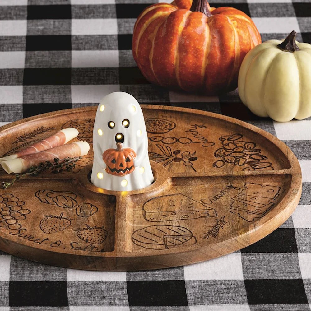 Ghost Hold Pumpkin LED Sitter