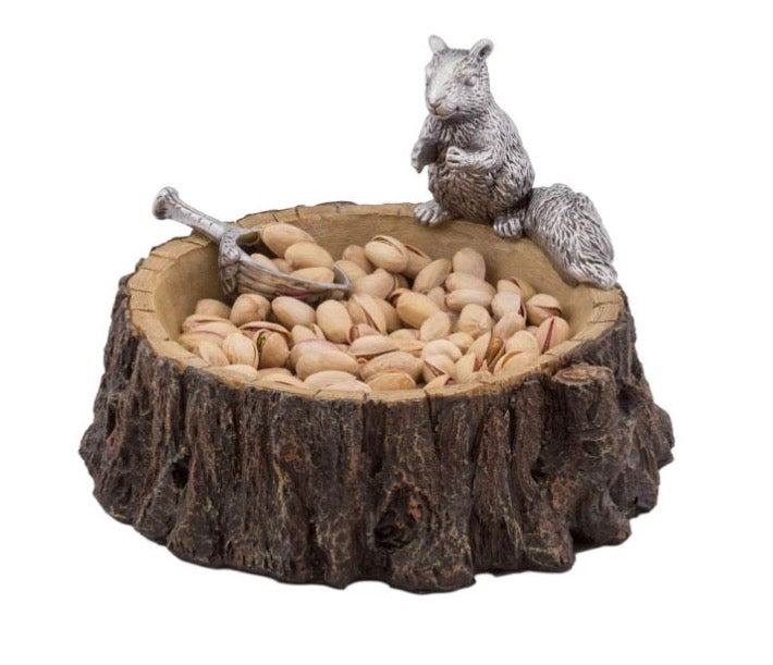STANDING SQUIRREL NUT BOWL WITH ACORN SCOOP