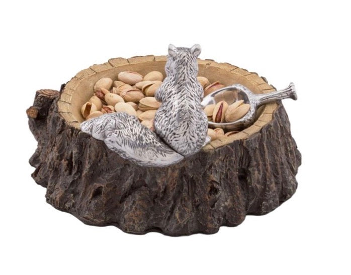 STANDING SQUIRREL NUT BOWL WITH ACORN SCOOP
