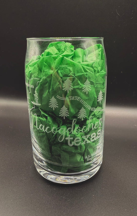 Nacogdoches Map Beer Can Glass | Town Pride