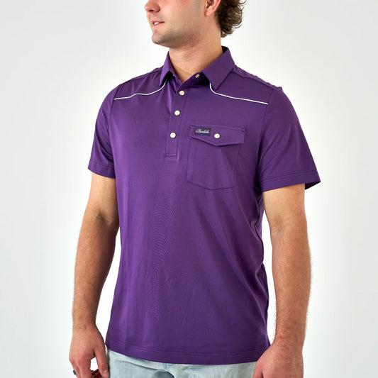 Pearl Snap Performance Polo in Purple | Burlebo