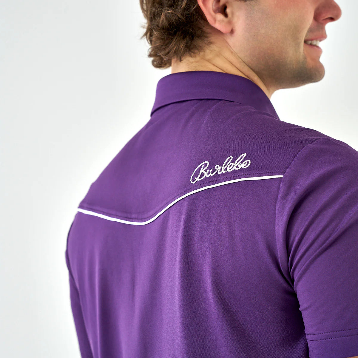 Pearl Snap Performance Polo in Purple | Burlebo