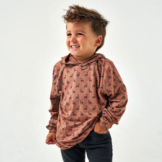 Youth Performance Hoodie Whitetail Deer in Brown | Burlebo