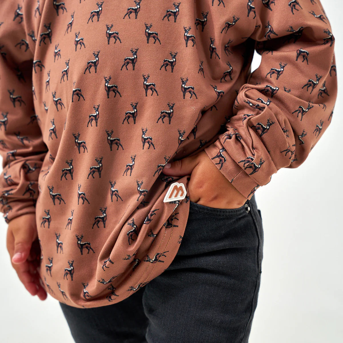 Youth Performance Hoodie Whitetail Deer in Brown | Burlebo