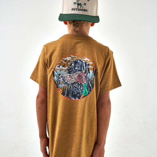 Youth Duck and Dog Tee in Light Brown | Burbelo