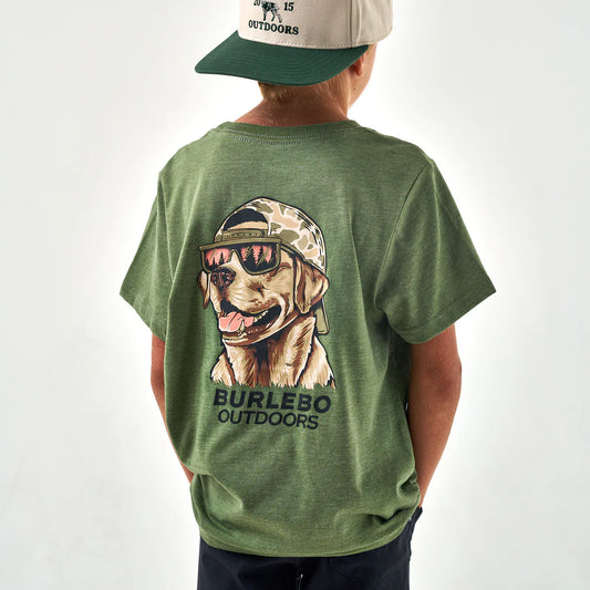 Mallard Camo Dog Tee in Heather Olive | Burlebo