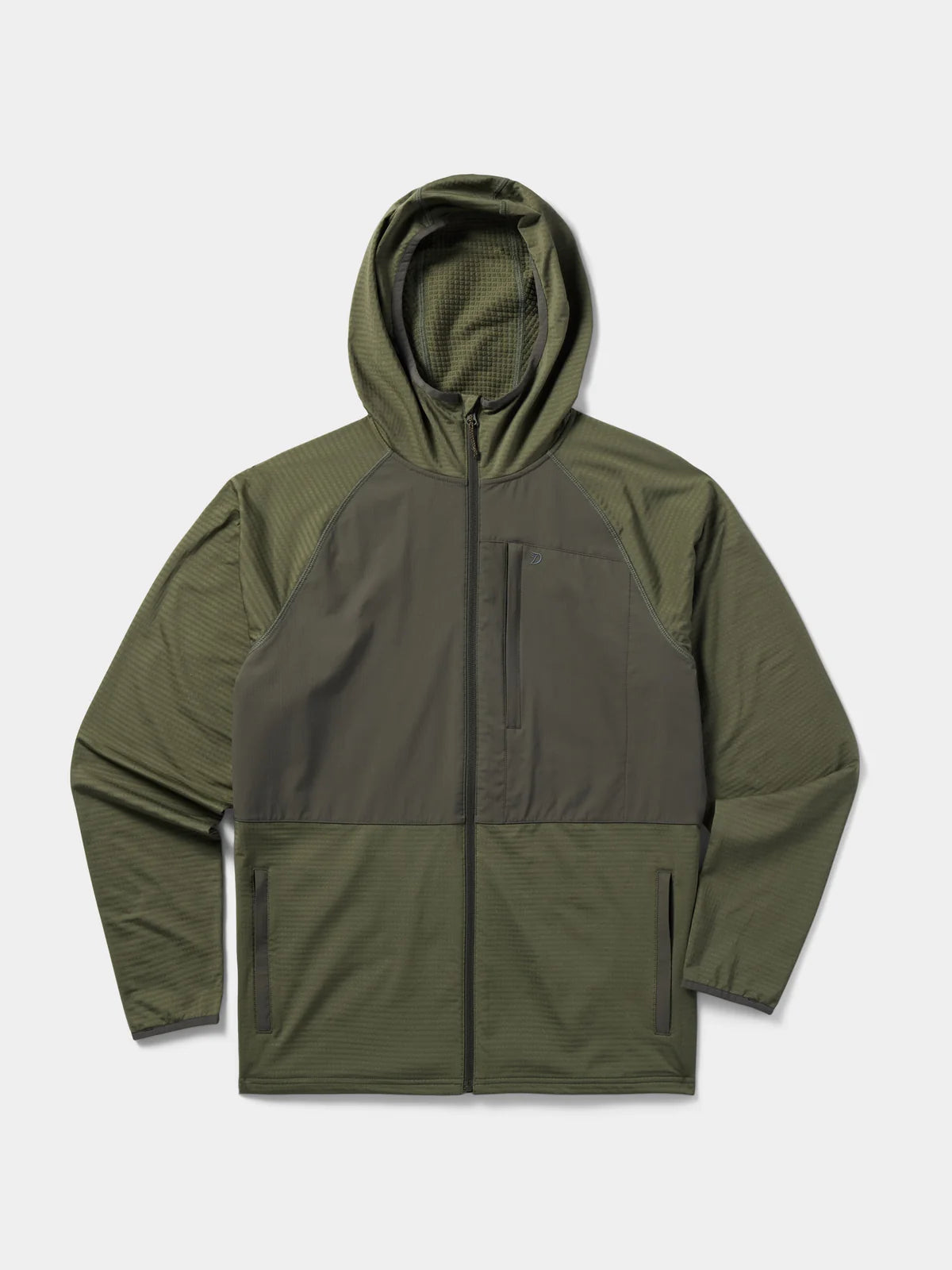 Lightweight Grid Tech Fleece Full Zip in Moss/Raven | Duck Camp