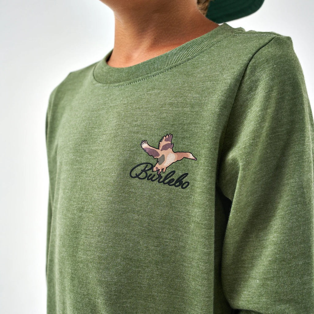Youth Tee Long Sleeve - Ducks Flying in Olive | Burlebo