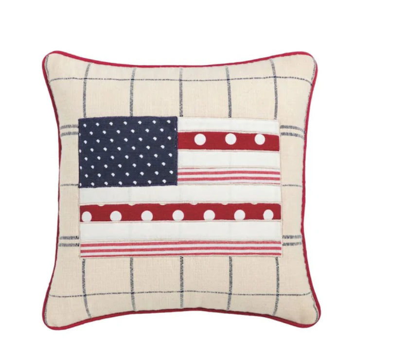 Flag American Quilted Pillow | Mud Pie