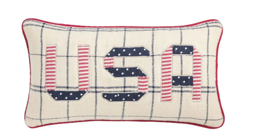 USA Americana Quilted Pillow | Mud Pie