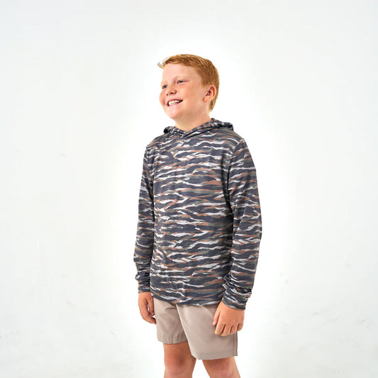 Youth Performance Hoodie in Tiger Stripe Camo | Burlebo