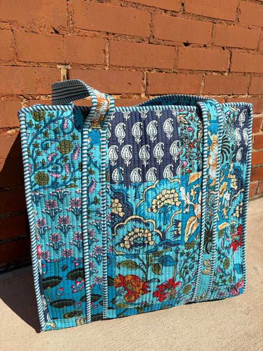 Large Patchwork Quilted Tote Bag