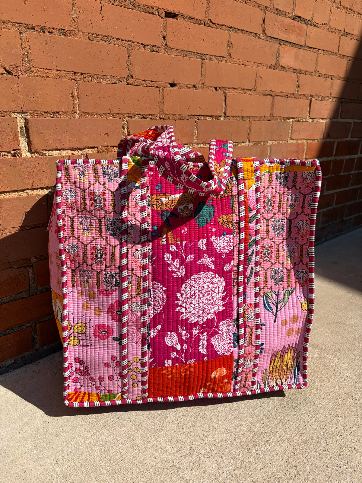 Large Patchwork Quilted Tote Bag