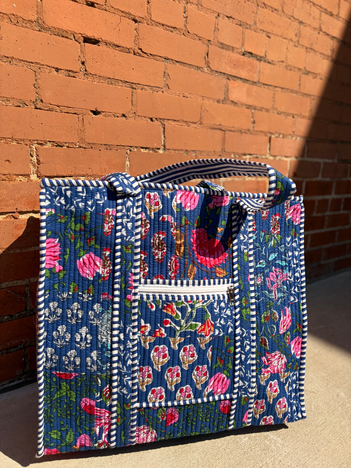 Large Patchwork Quilted Tote Bag