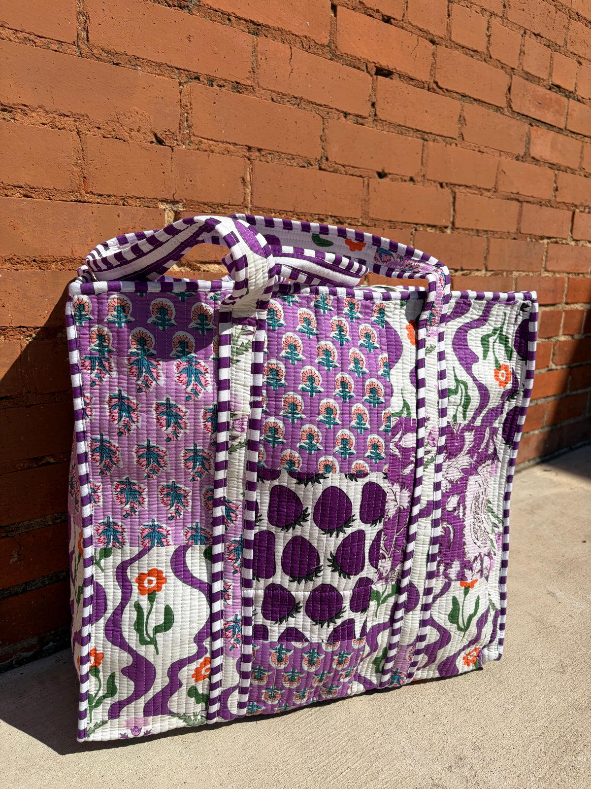 Large Patchwork Quilted Tote Bag