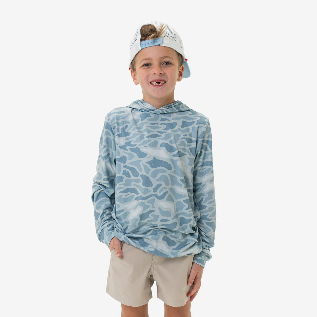 Youth Performance Hoodie in Seaside Camo | Burlebo