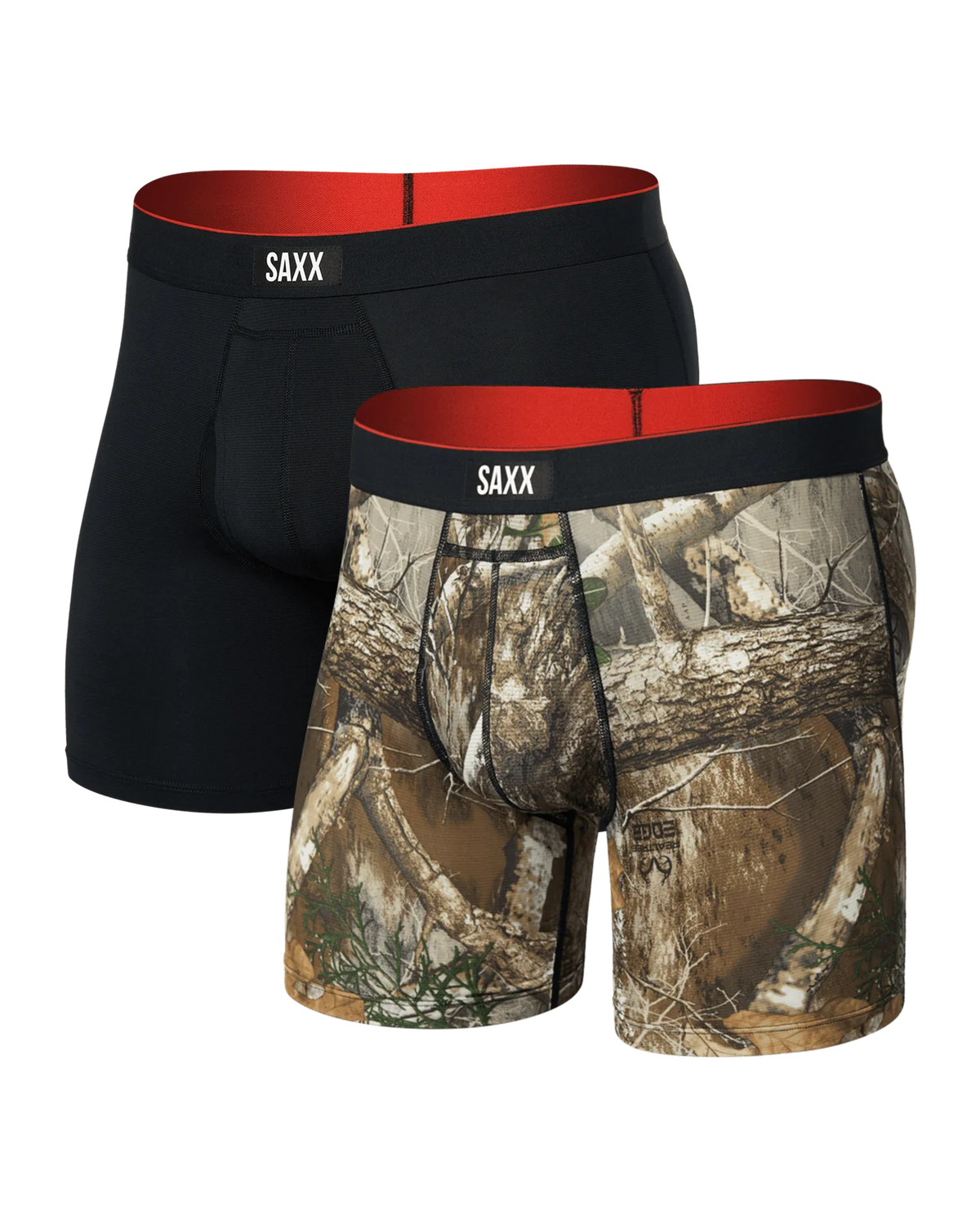 Multi-Sport Mesh Boxer Brief Fly 2-Pack in Black and Real Tree | SAXX