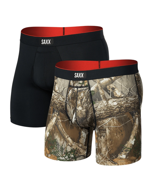 Multi-Sport Mesh Boxer Brief Fly 2-Pack in Black and Real Tree | SAXX